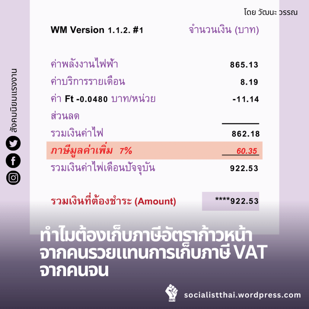 ทำไมต้องเก็บภาษีอัตราก้าวหน้าจากคนรวยแทนการเก็บภาษี VAT จากคนจน